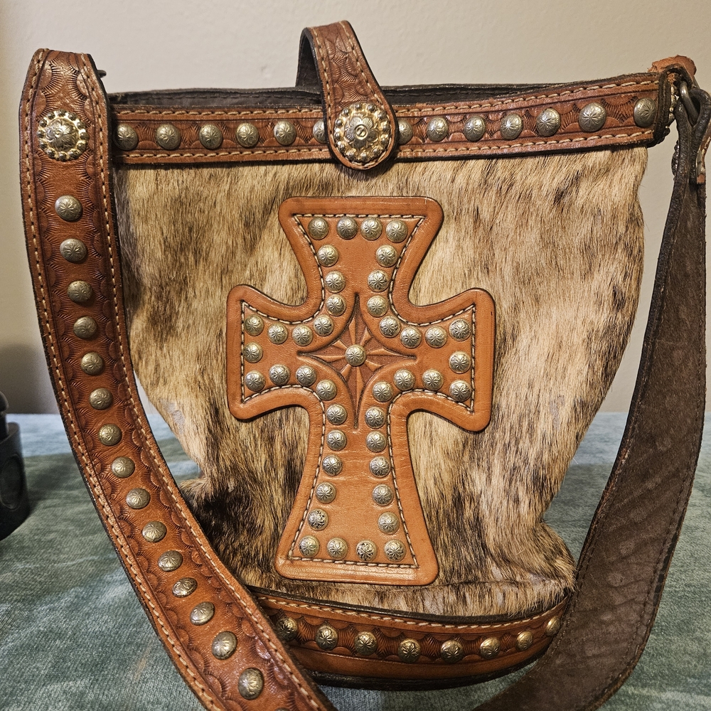 Studded Crossbody Bag with Cross Design